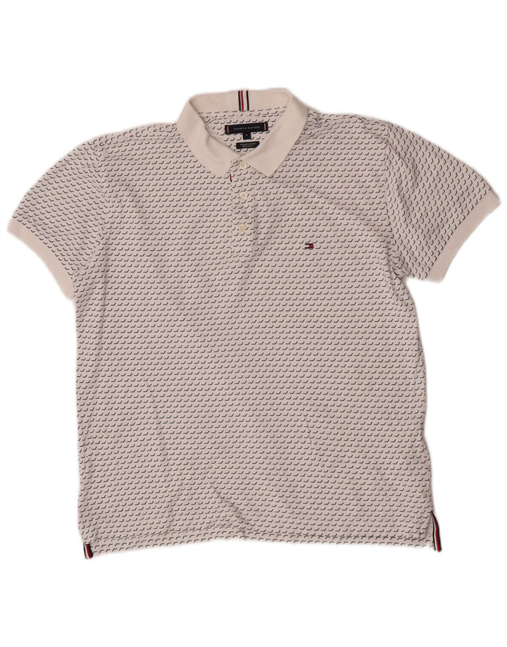 Tricou polo Tommy Hilfiger pentru bărbați, cu formă regulată, din bumbac geometric alb mediu
