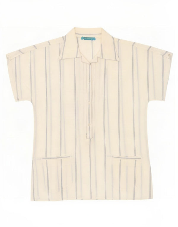 Cămașă pulover cu mânecă scurtă pentru femei Cacharel UK 12 Medium White Pinstripe