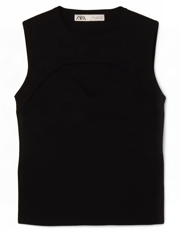 Top cu vestă pentru femei Zara UK 8, poliester negru mic