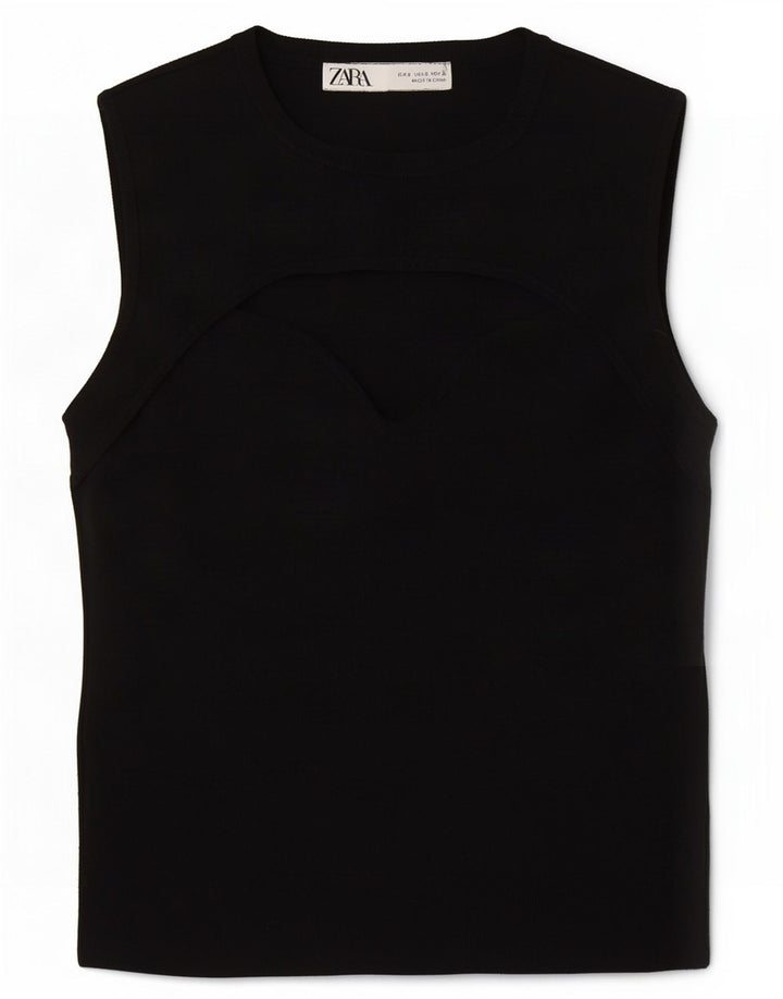 Top cu vestă pentru femei Zara UK 8, poliester negru mic