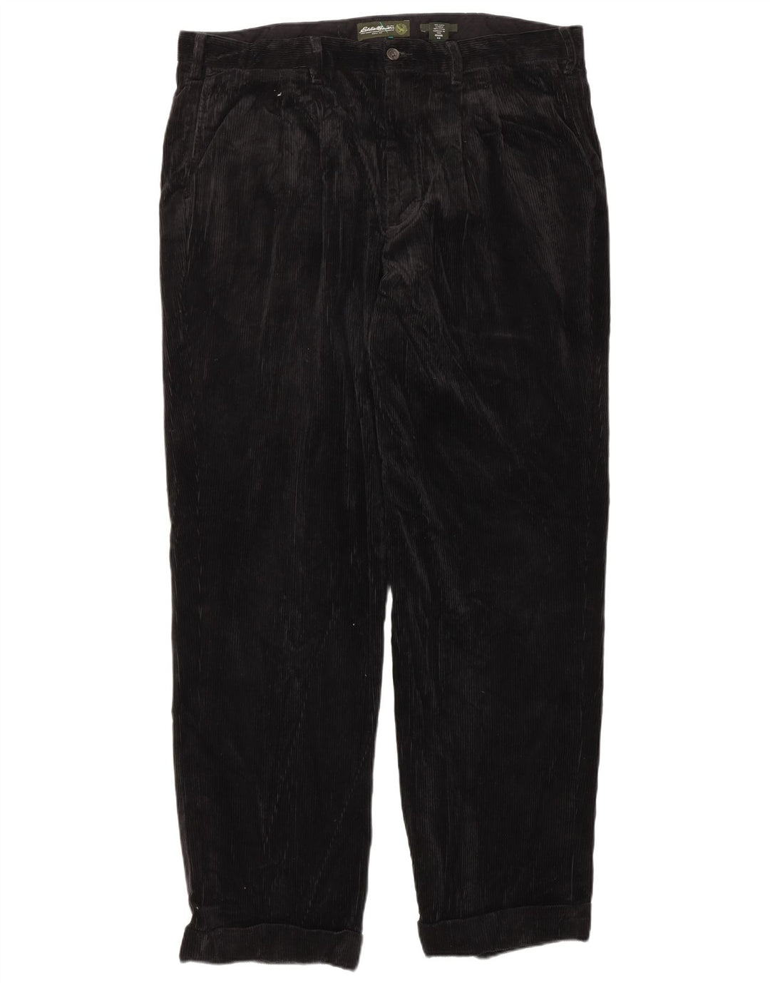 EDDIE BAUER Pantaloni pentru bărbați, înalți, cu croiala relaxată, din velur, L40 L34, negru