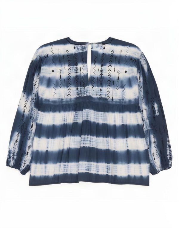 Bluză vintage cu mâneci lungi pentru femei Mărimea 1 UK18 XL Bleumarin Tie Dye