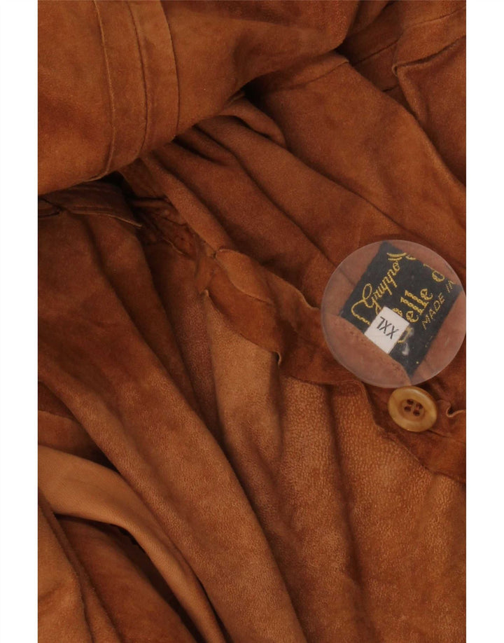 Cămașă Vintage bărbați din piele intoarsa 2XL din piele maro
