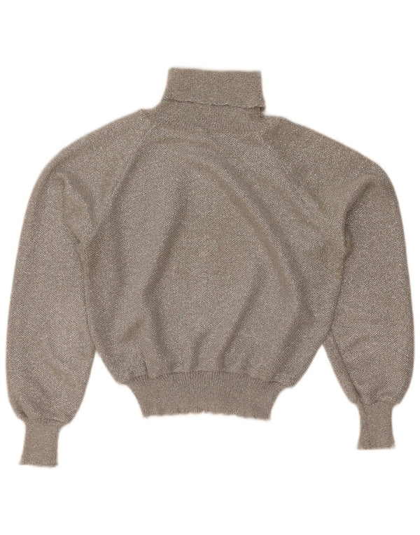 Pulover vintage pentru femei cu gât rulat, pulover UK 12, gri mediu