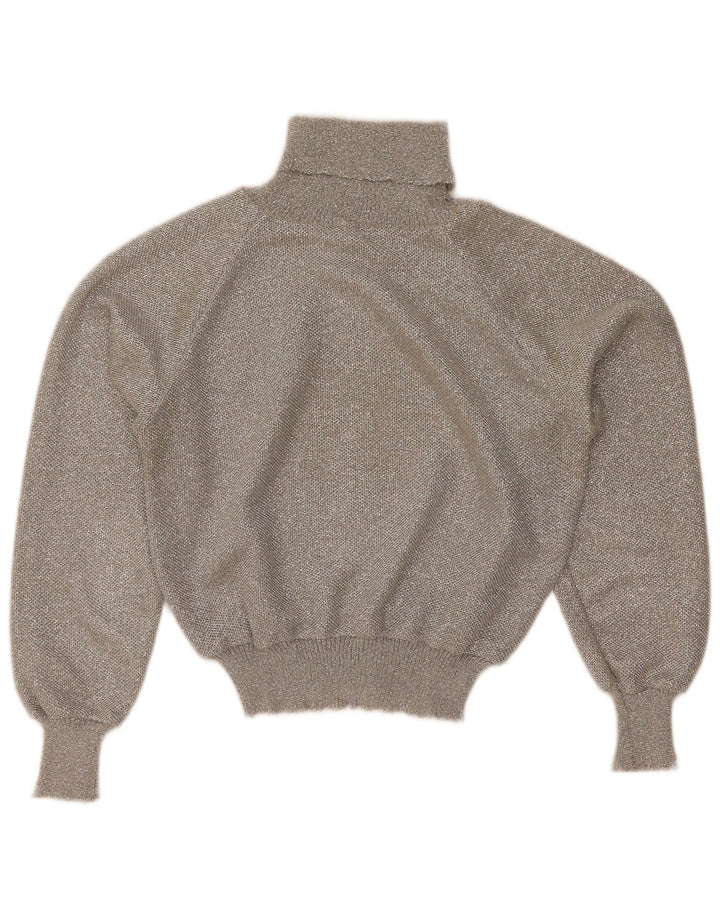 Pulover vintage pentru femei cu gât rulat, pulover UK 12, gri mediu