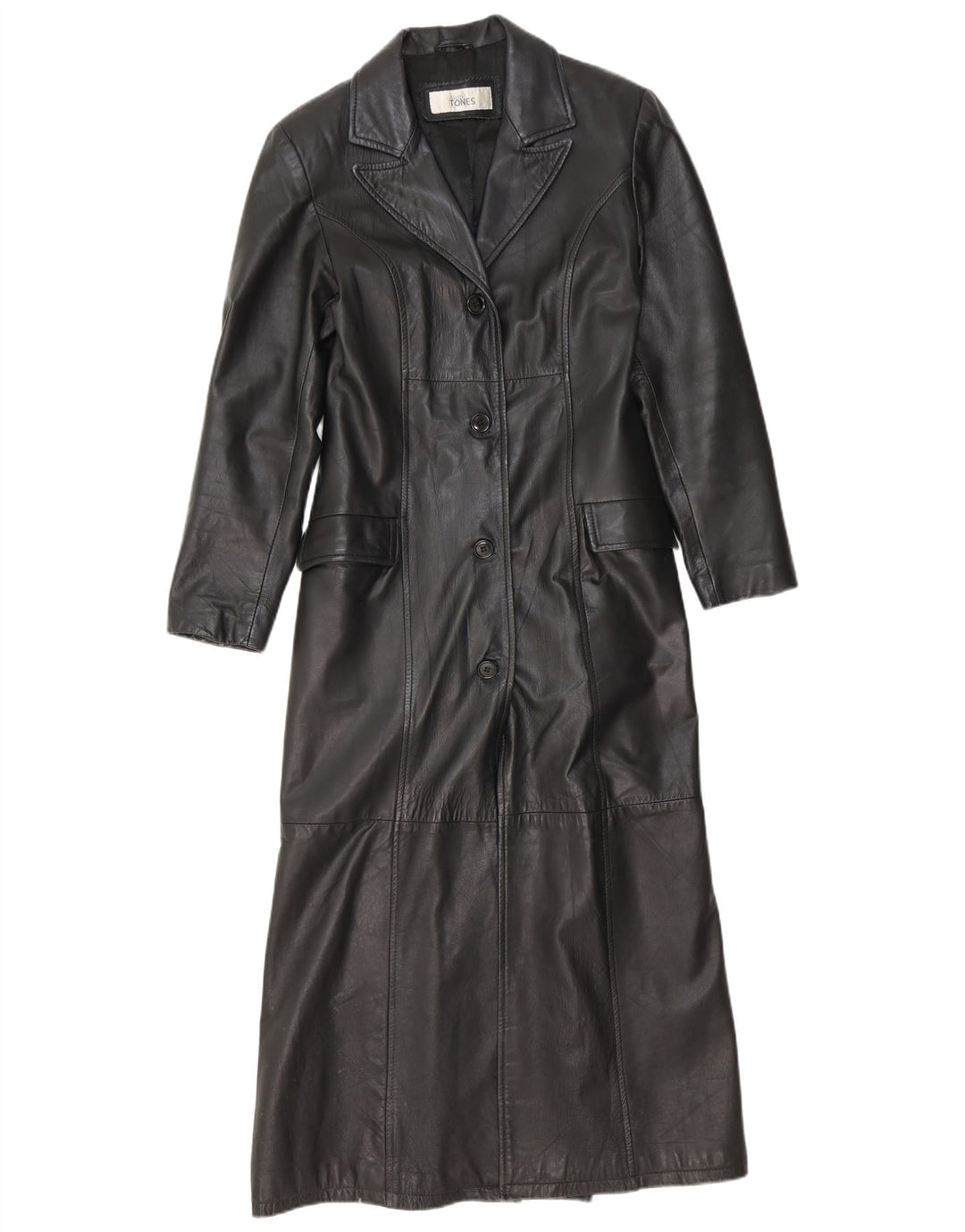 Palton din piele vintage pentru femei UK 12 Medium Black