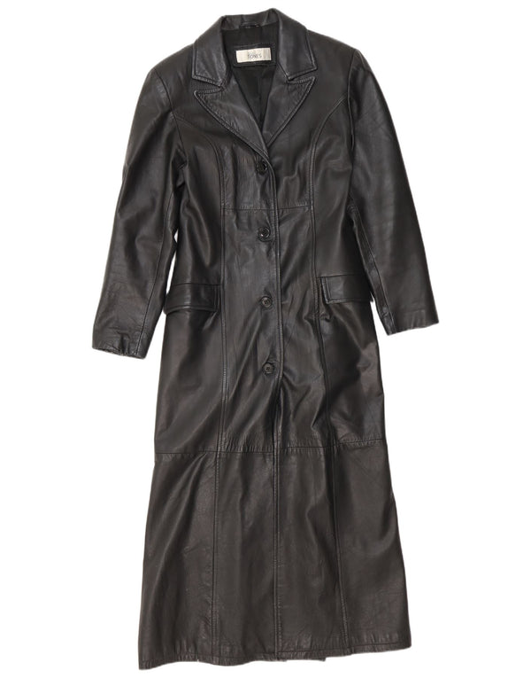 Palton din piele vintage pentru femei UK 12 Medium Black
