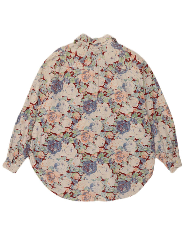 Bluză vintage pentru femei, cămașă din velur, UK 20 2XL, multicoloră, florală