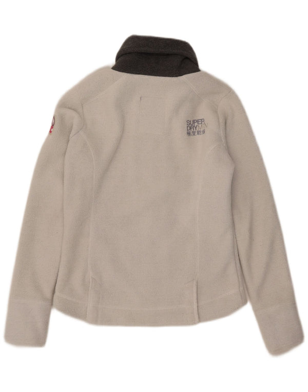 Jachetă din lână Superdry pentru femei UK 14, mare, alb, poliester