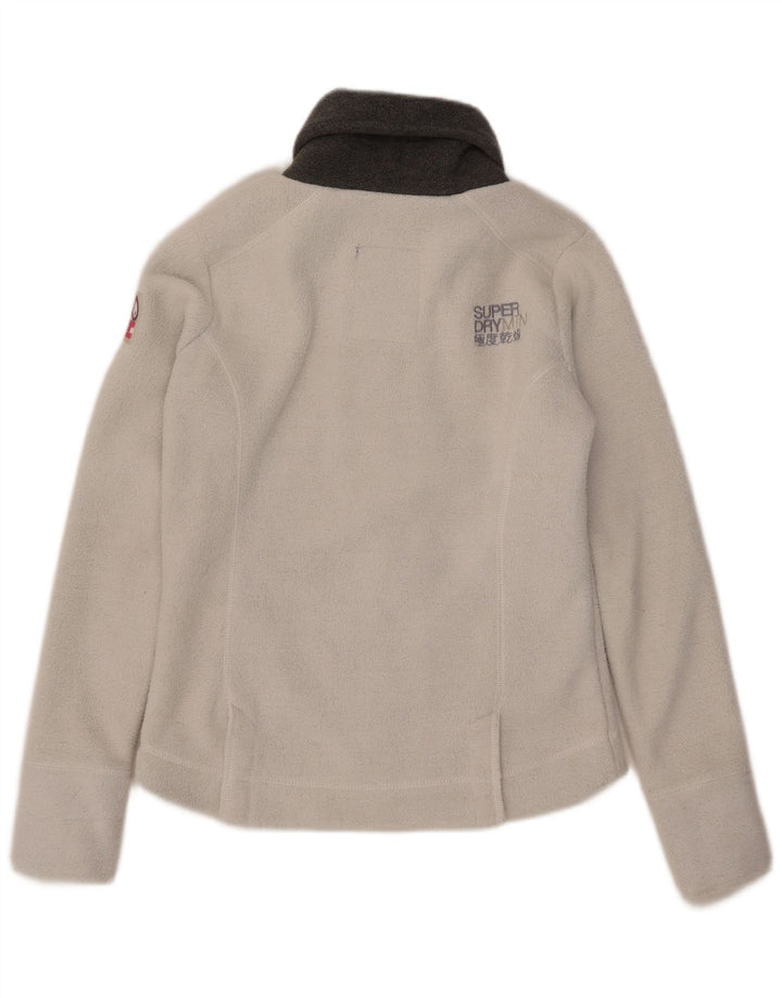 Jachetă din lână Superdry pentru femei UK 14, mare, alb, poliester