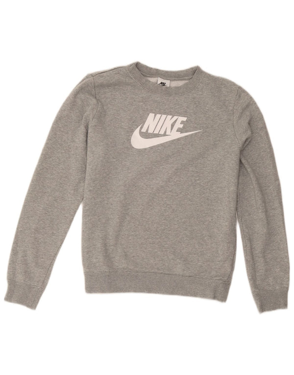 Pulover supradimensionat cu grafic Nike pentru femei UK 10 Bumbac gri mic