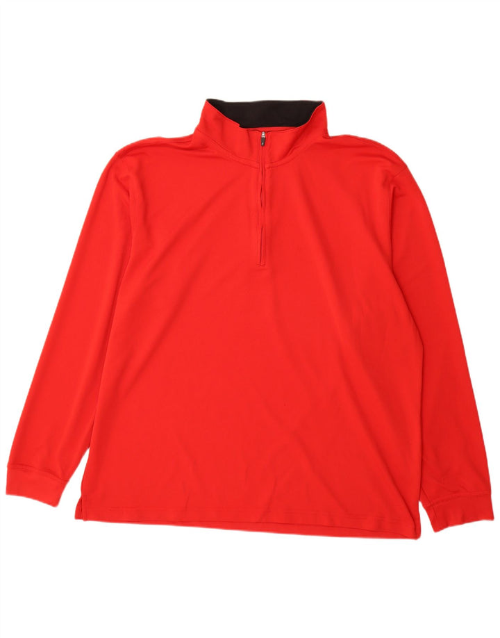 Top pentru trening Izod pentru bărbați, cu fermoar și gât, poliester roșu 2XL