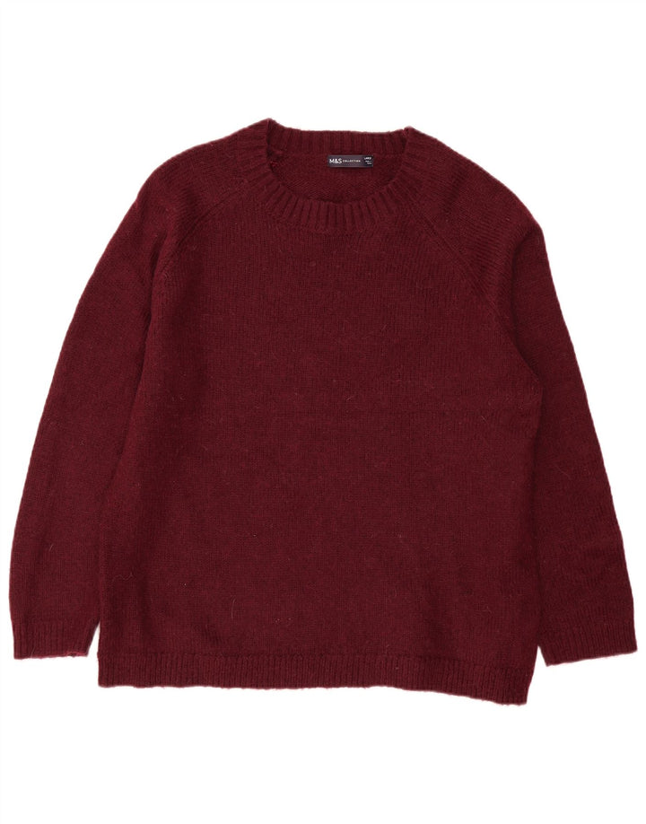 Pulover pentru bărbați Marks & Spencer cu decolteu rotund, mare, acrilic Bordeaux