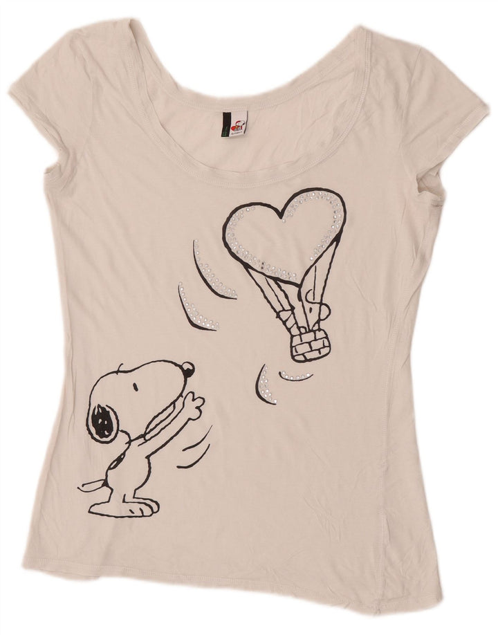 Tricou grafic Benetton Peanuts pentru femei Top UK 12 Medium White