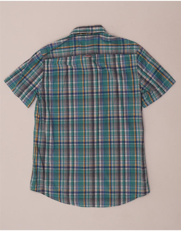 Crew Clothing Mens Short Sleeve Shirt Medium Blue Check Cotton
