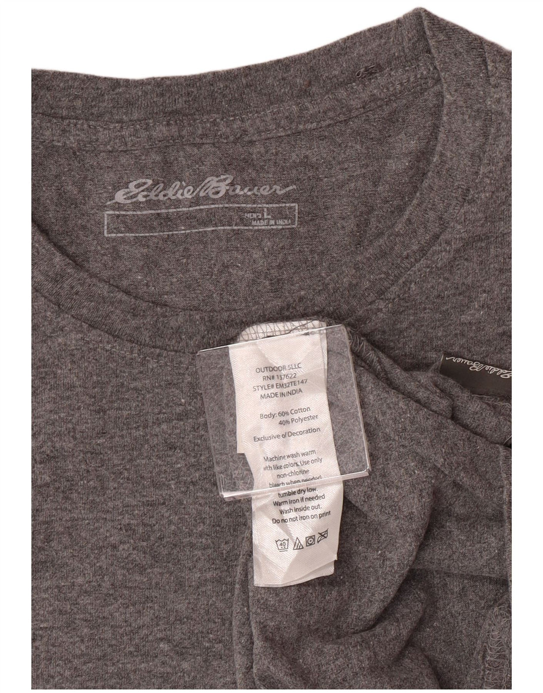 EDDIE BAUER Top grafic pentru bărbați cu mânecă lungă, mare, gri bumbac