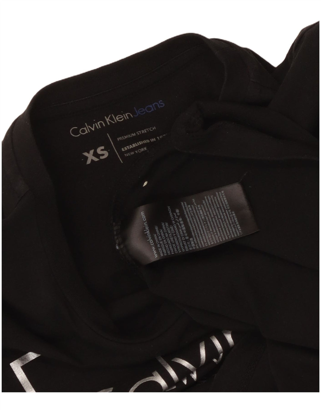 CALVIN KLEIN JEANS Tricou cu grafic pentru femei Top UK 6 XS Bumbac negru