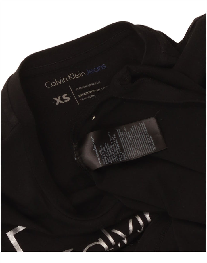 CALVIN KLEIN JEANS Tricou cu grafic pentru femei Top UK 6 XS Bumbac negru