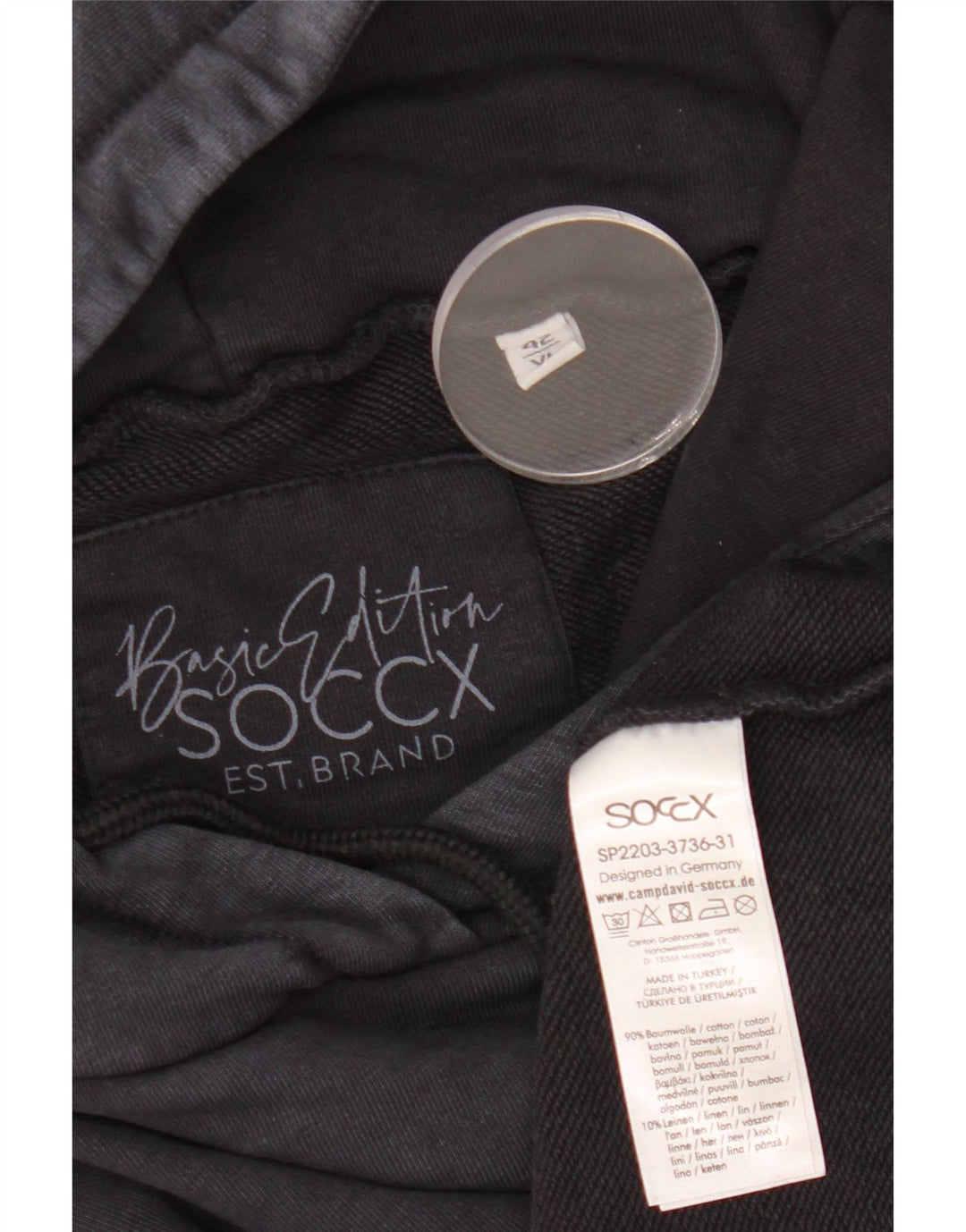 SOCCX Pulover grafic pentru bărbați UK 42 Bumbac mare negru