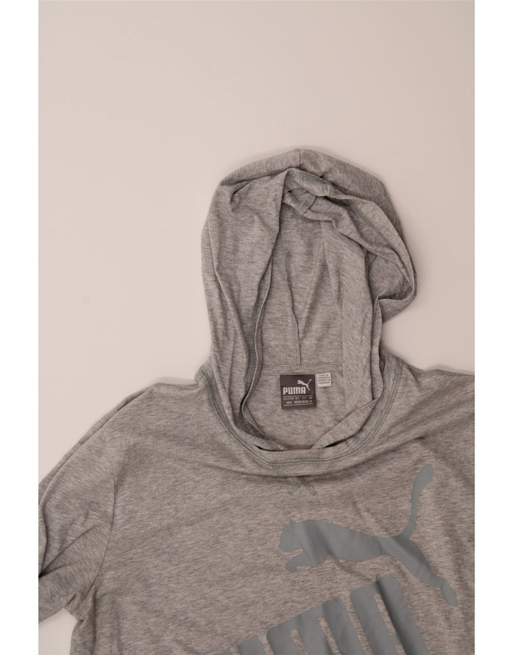 PUMA Mens Hooded Graphic Top Long Sleeve Medium Grey Cotton Vintage Puma and Second-Hand Puma from Messina Hembry 