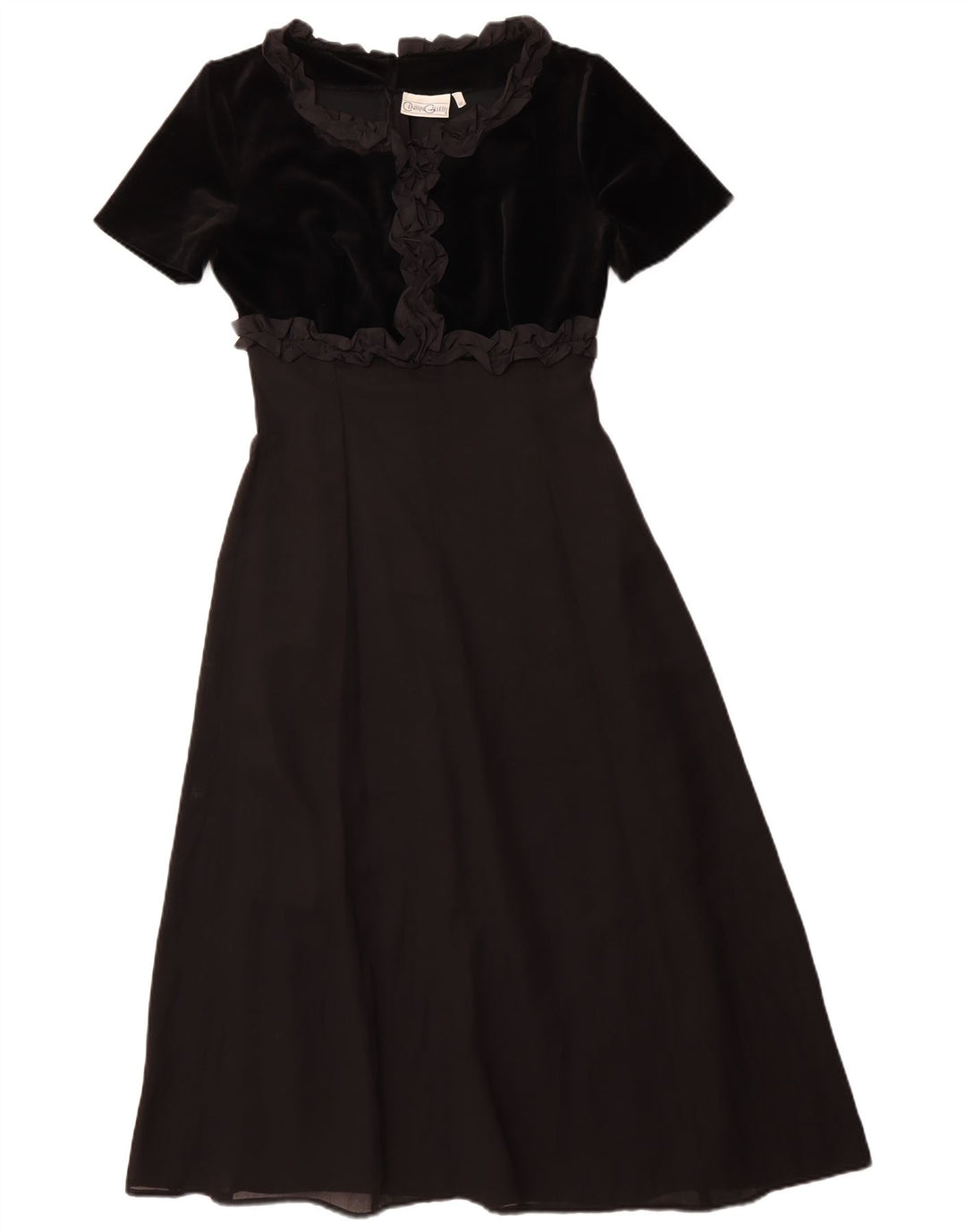 Rochie maxi vintage pentru femei cu volane în față IT 42 Medium Black