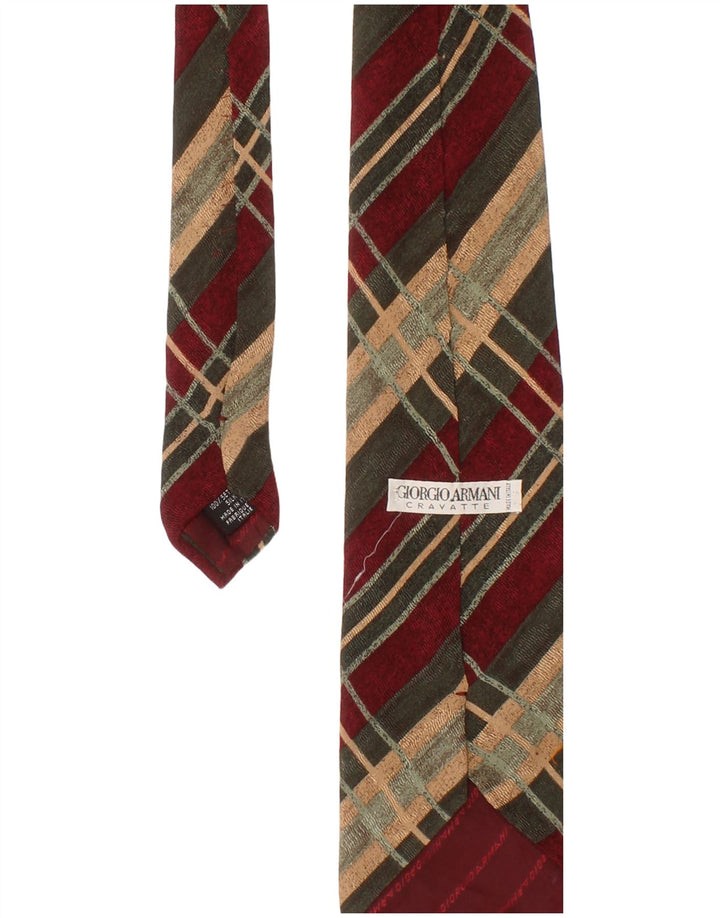 Giorgio Armani Mens Cravata Mărime Unică, Multicolore, Plaid, Mătase Clasică