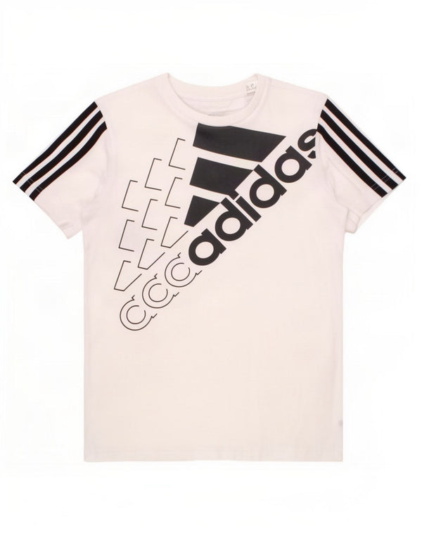 Tricou grafic Adidas pentru băieți Top 9-10 ani, bumbac alb
