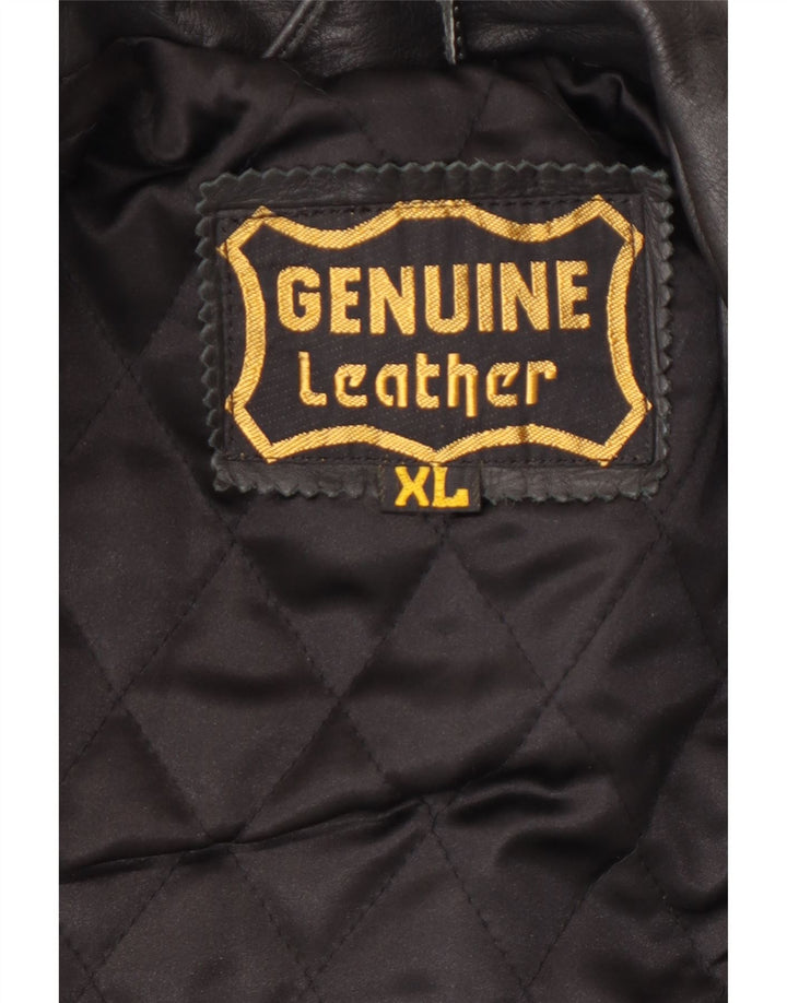 Jachetă de piele pentru bărbați VINTAGE UK 42 XL Piele neagră color bloc