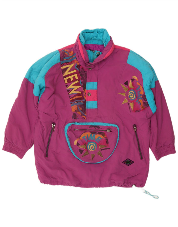 Jachetă de schi cu pulover grafic vintage pentru bărbați UK 44 2XL Violet Colorblock