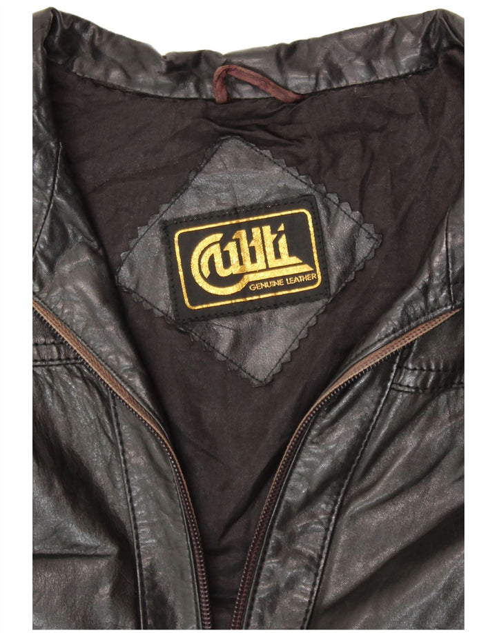 Jachetă de piele VINTAGE pentru femei UK 14 Medium Black Leather