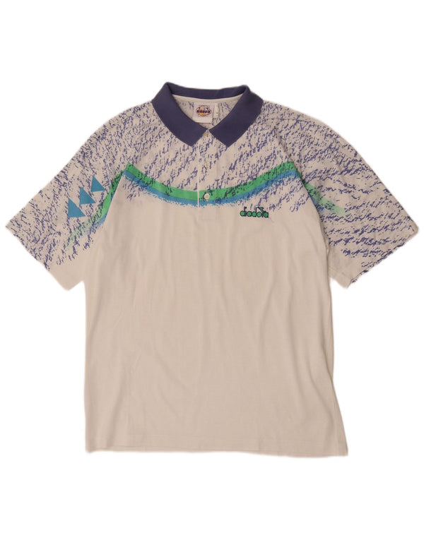 Tricou polo cu mânecă scurtă pentru bărbați Diadora cu model abstract IT 52 mare alb