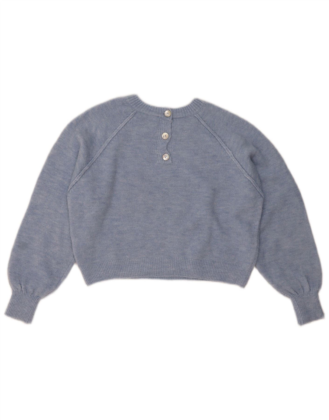 Pulover de damă ZARA Crop oversize cu gât crew pulover UK 10 Small Blue