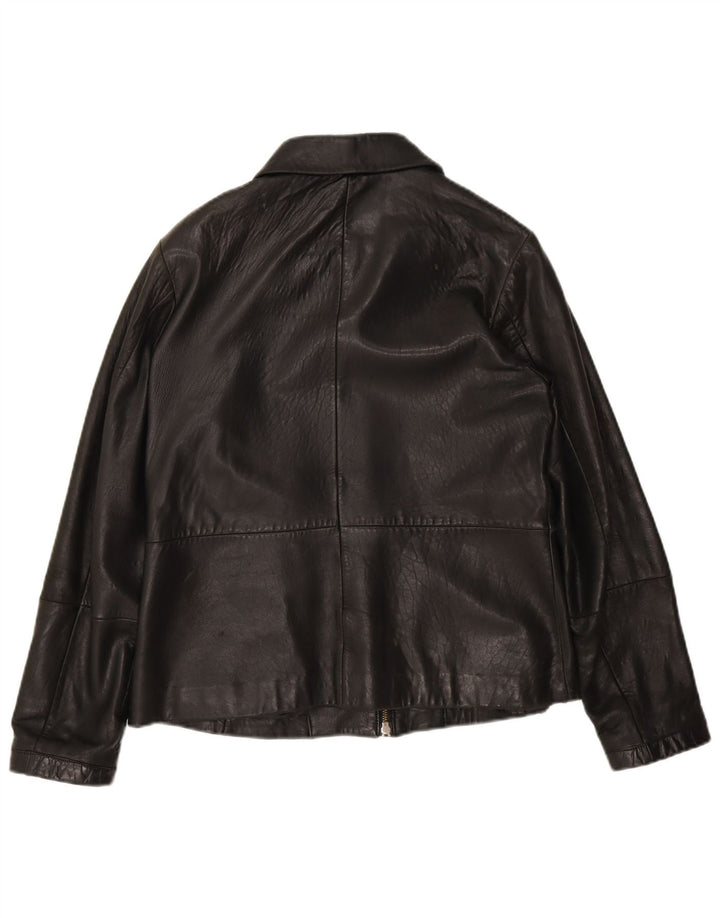 EDDIE BAUER Jachetă de piele pentru femei UK 14 Medium Black Leather