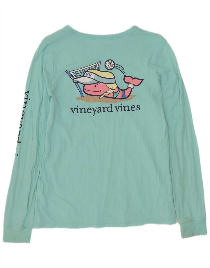Vineyard Vines Top grafic pentru femei cu mânecă lungă UK 14 Bumbac albastru mediu