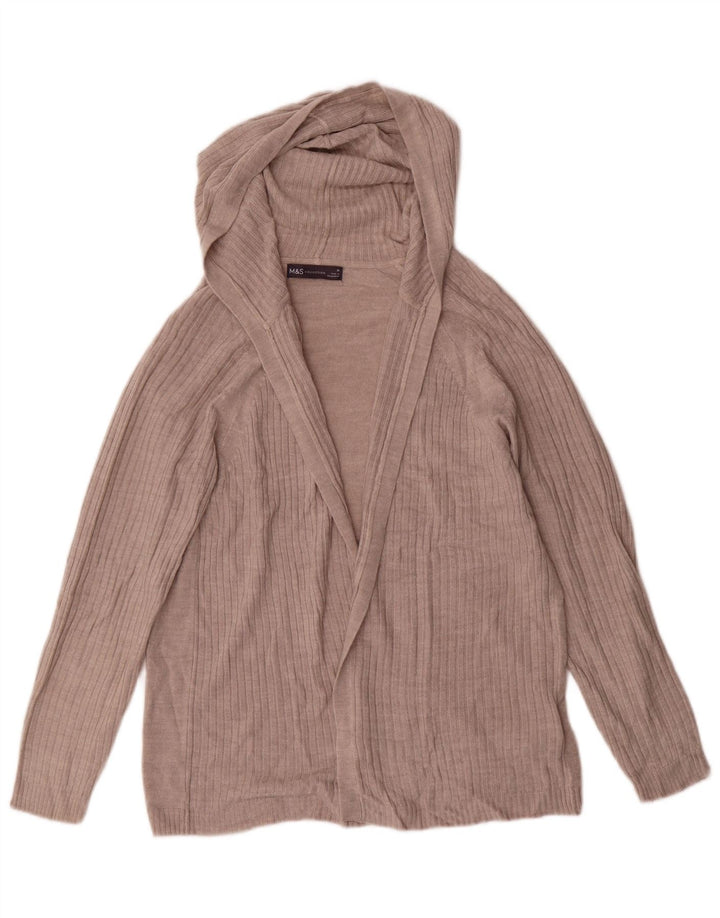 Pulover cardigan deschis cu glugă pentru femei Marks & Spencer UK 14 Bej mediu