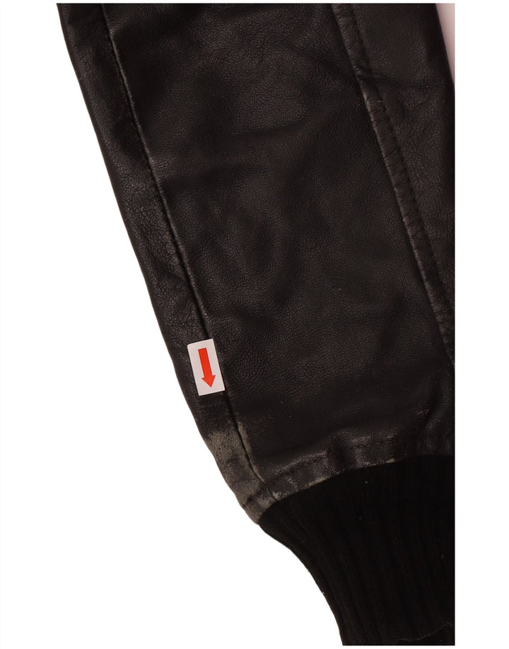 Geacă de piele XDYE pentru femei UK 10, motociclist mic din piele neagră