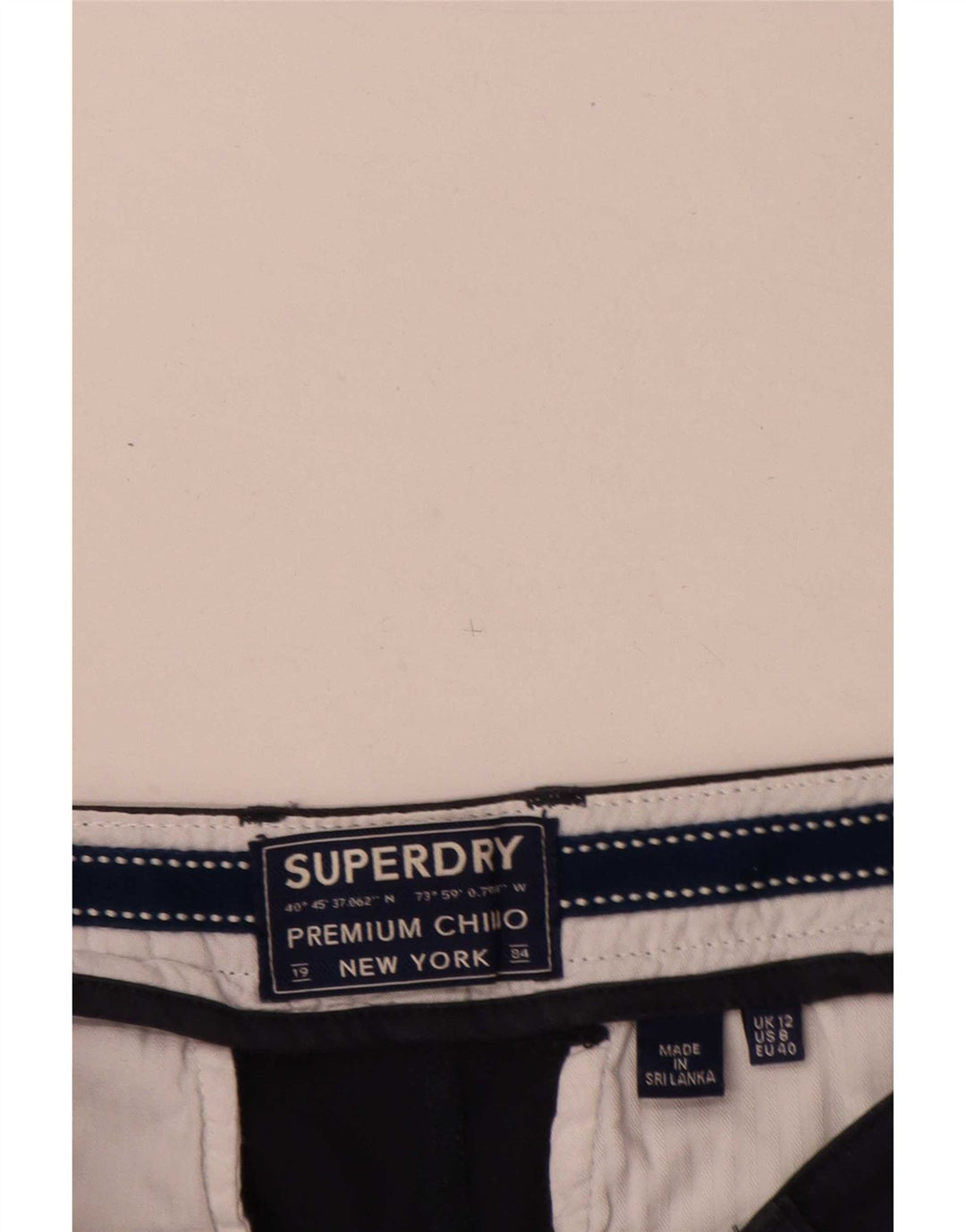 Pantaloni scurti Chino Regular Superdry pentru femei UK 12 Medium W32 Bumbac bleumarin