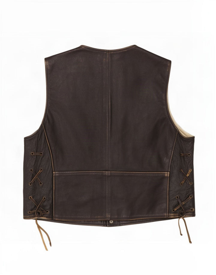 Vestă din piele vintage pentru bărbați XS neagră