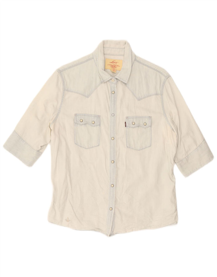 Cămașă din denim cu mânecă scurtă Levi's pentru femei UK 16 Large Blue