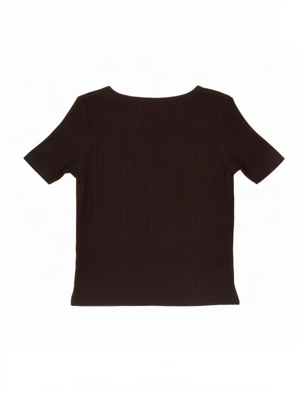 Bluză Crop Top Femei Zara UK 10 Bumbac Negru Mic