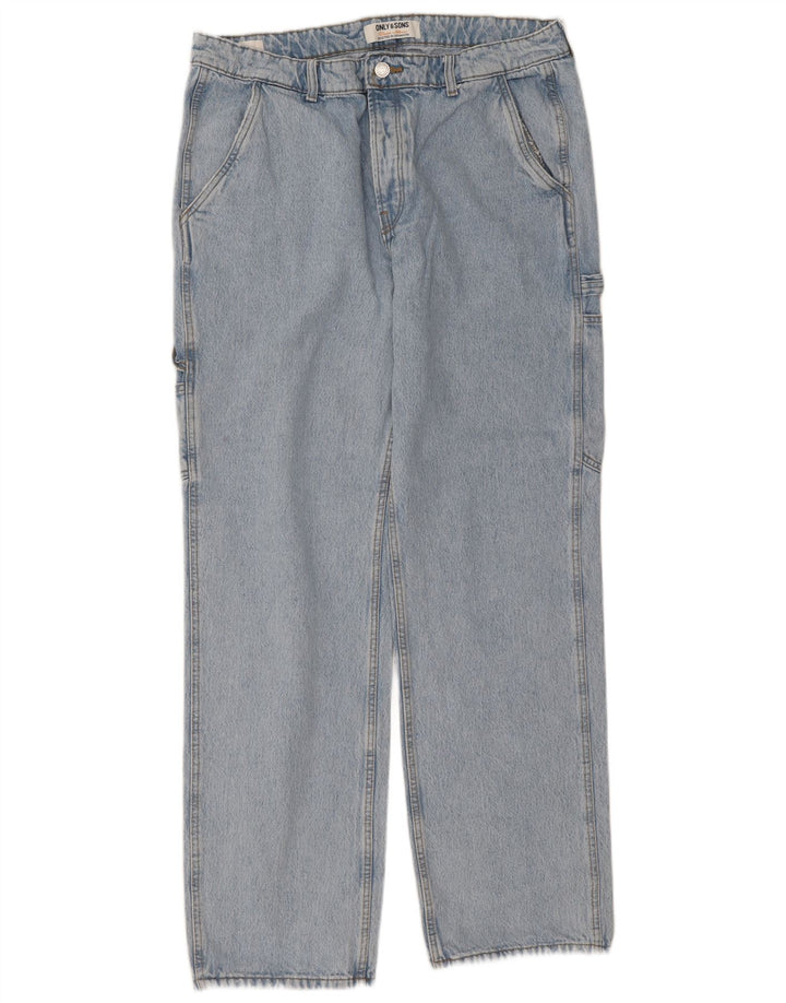 Blugi drepti cargo pentru bărbați Only & Sons W36 L34 Bumbac albastru