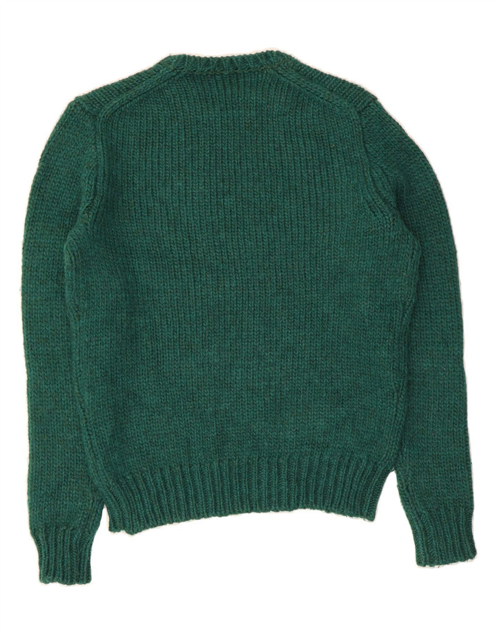 J. CREW Pulover pentru bărbați cu gât crew pulover din lână verde mediu
