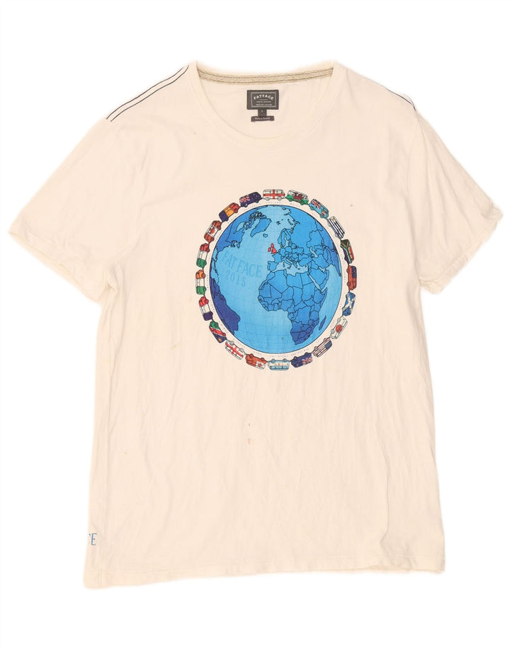Tricou grafic pentru bărbați Fat Face Top mare din bumbac alb