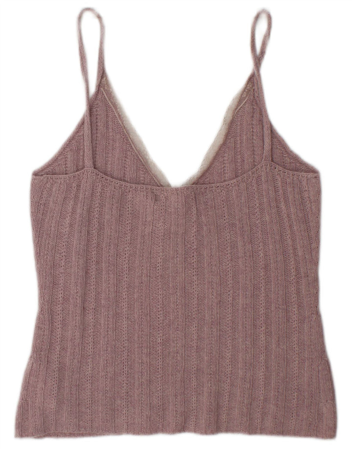Top cu tricot din tricot pentru femei Zara UK 14, lână mare, roz