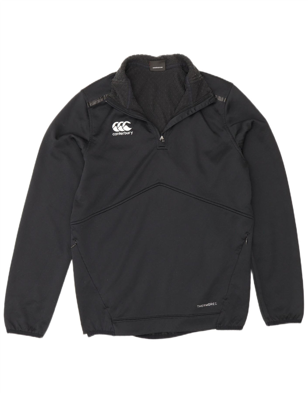 Pulover Canterbury pentru bărbați, cu fermoar, cu gât, poliester mic, negru