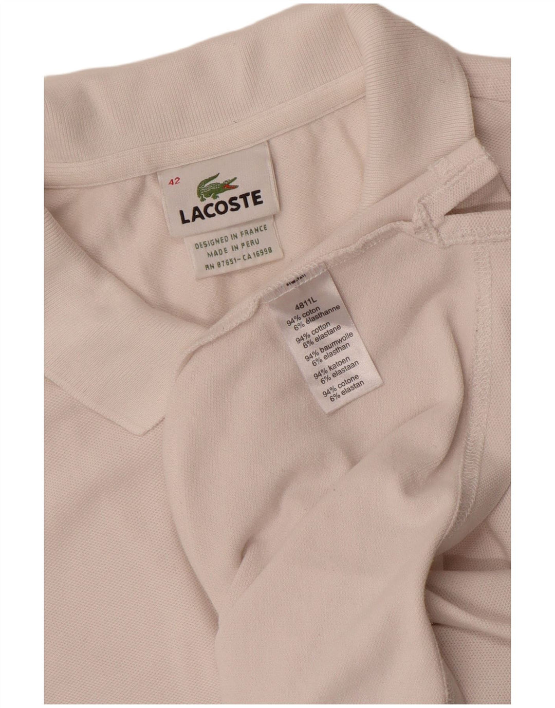 Tricou polo Lacoste pentru femei Mărimea 42 Bumbac alb mare