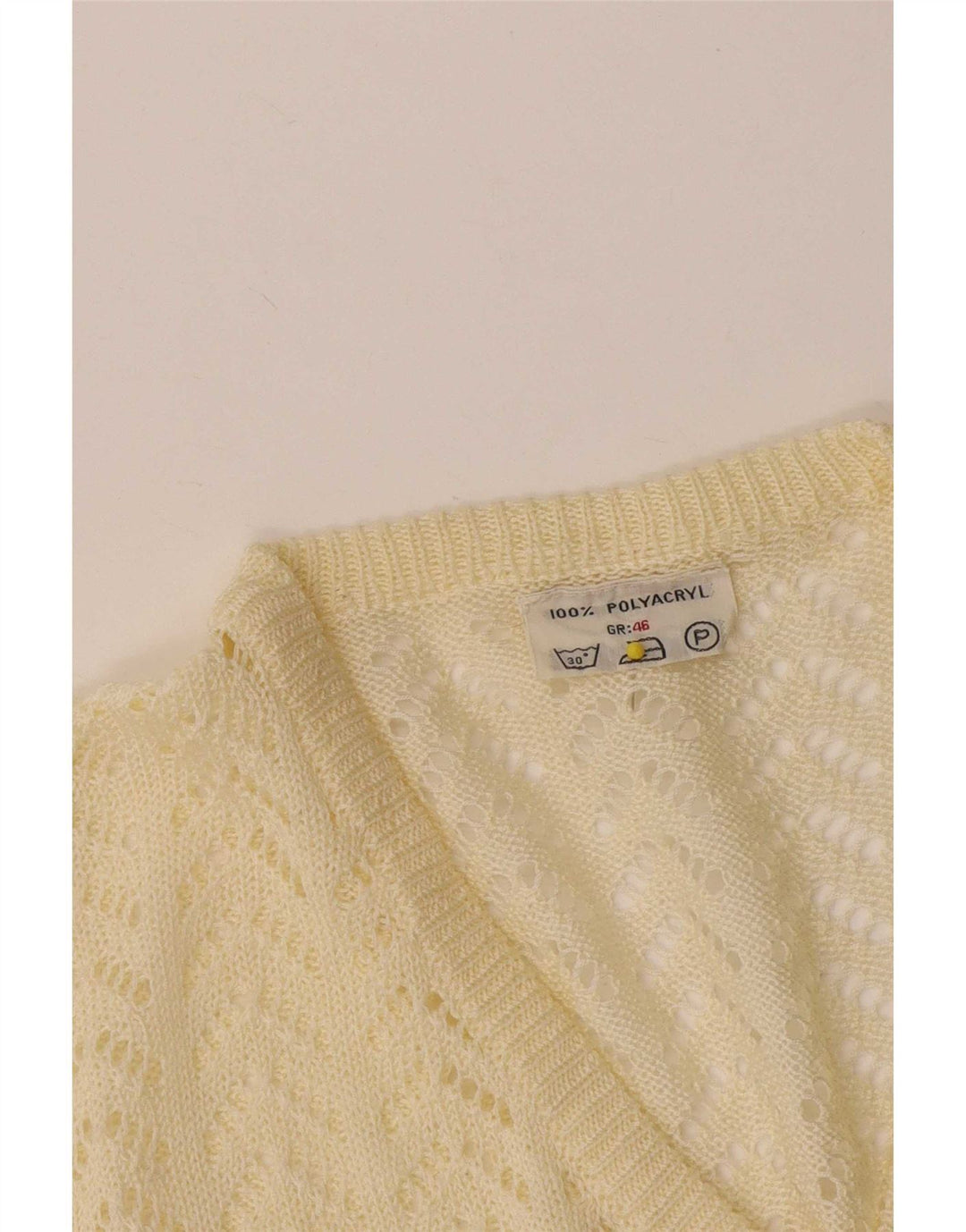 Pulover vintage pentru femei cu decolteu în V IT 46 mare poliacrilic galben