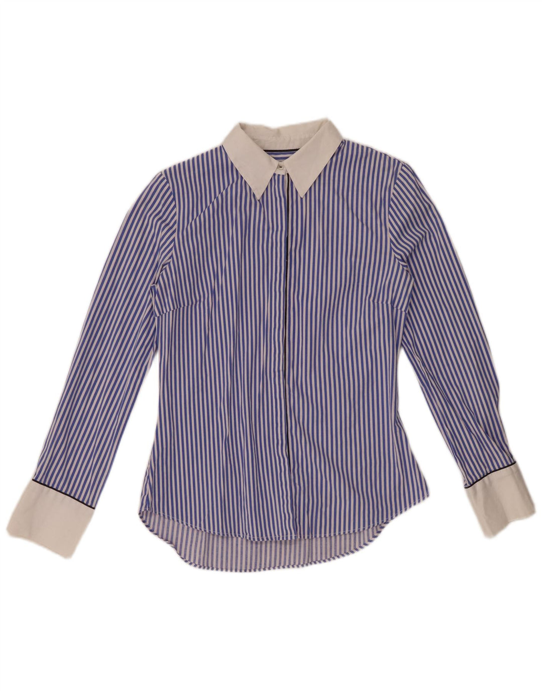 Cămașă ZARA pentru femei UK 12 Medium Blue Pinstripe