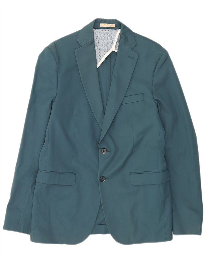 Blazer pentru bărbați Zara cu 2 nasturi EU 50 Poliester albastru mediu