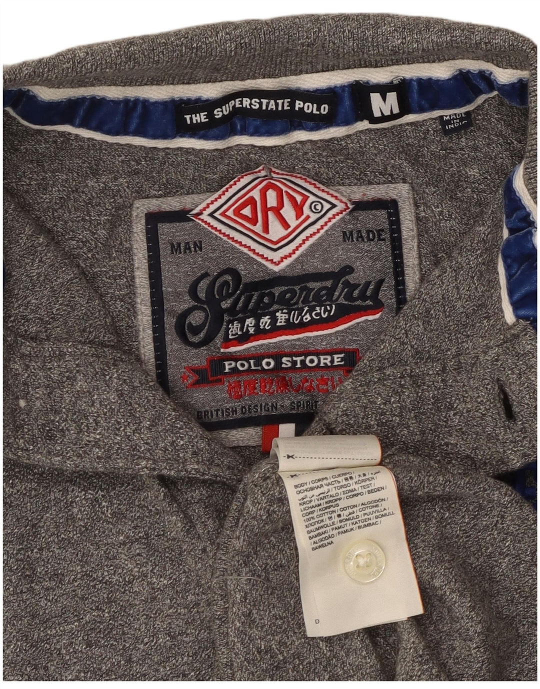 SUPERDRY tricou polo cu grafică pentru bărbați, bumbac gri mediu